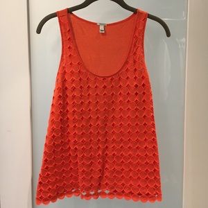 Orange tank blouse with circle detail